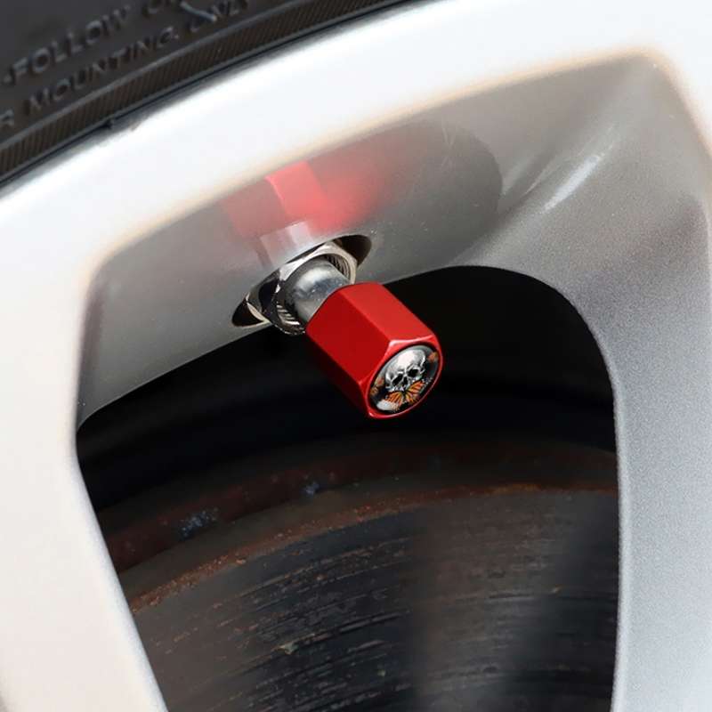 4pcs/set Skull Metal Car Tire Universal Modified Aluminum Alloy Valve Cap(Red)