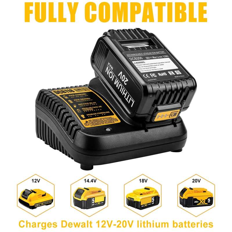 DCB118 For Dewalt 12V-20V Electric Tool Battery Charger, Plug: EU (Yellow)