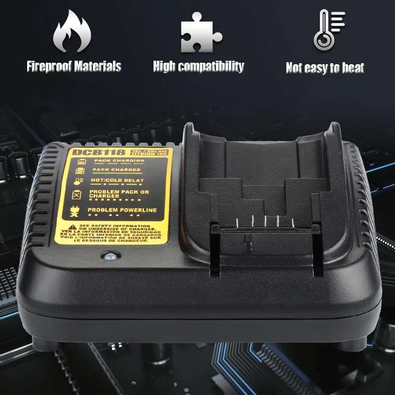 DCB118 For Dewalt 12V-20V Electric Tool Battery Charger, Plug: EU (Yellow)