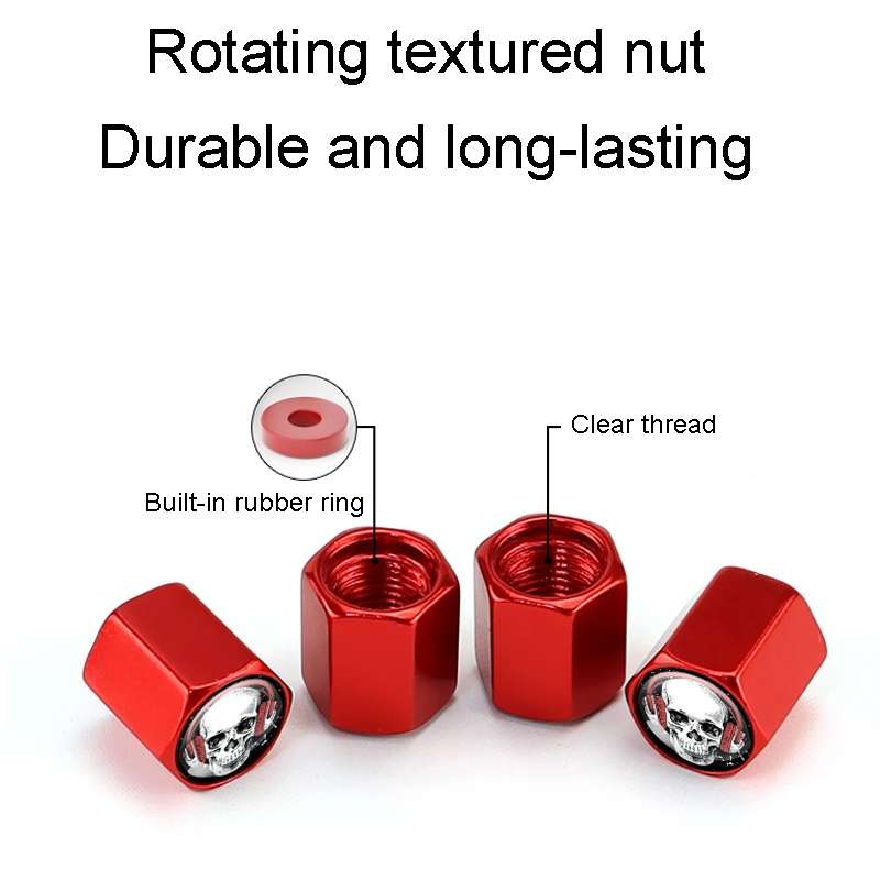 4pcs /Set Headset Skeleton Metal Tire Valve Caps Automobile Universal Modified Valve Covers(Silver)