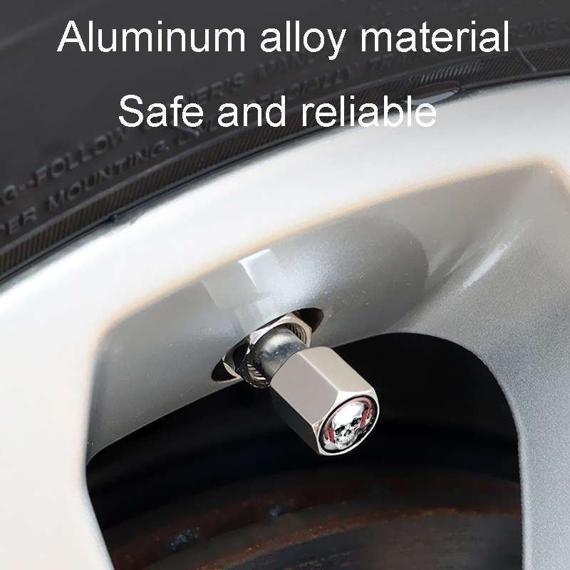 4pcs /Set Headset Skeleton Metal Tire Valve Caps Automobile Universal Modified Valve Covers(Silver)