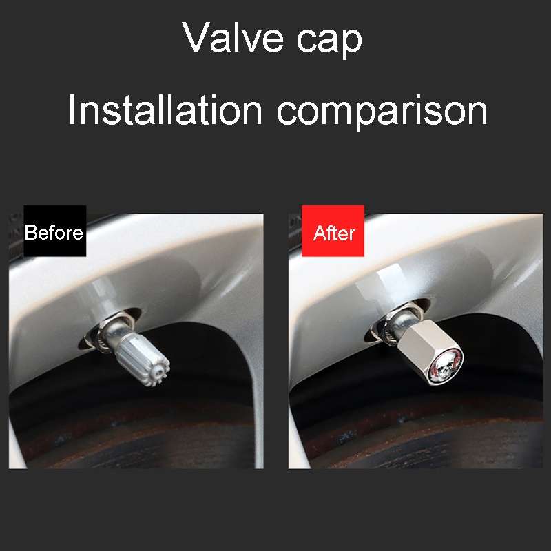 4pcs /Set Headset Skeleton Metal Tire Valve Caps Automobile Universal Modified Valve Covers(Silver)