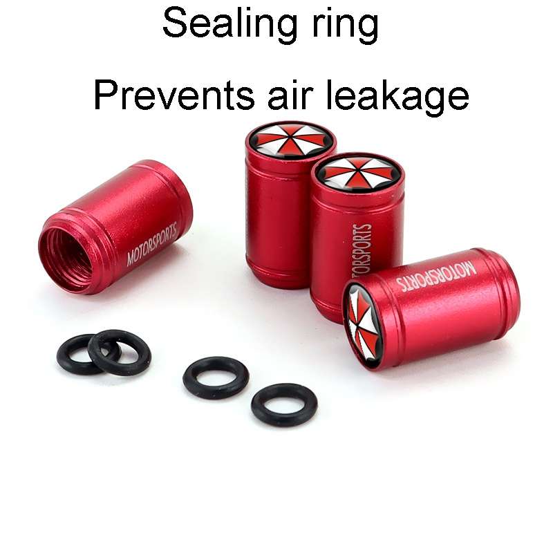 4pcs /Set Umbrella Metal Tire Valve Caps Automobile Universal Modified Valve Covers(Red)