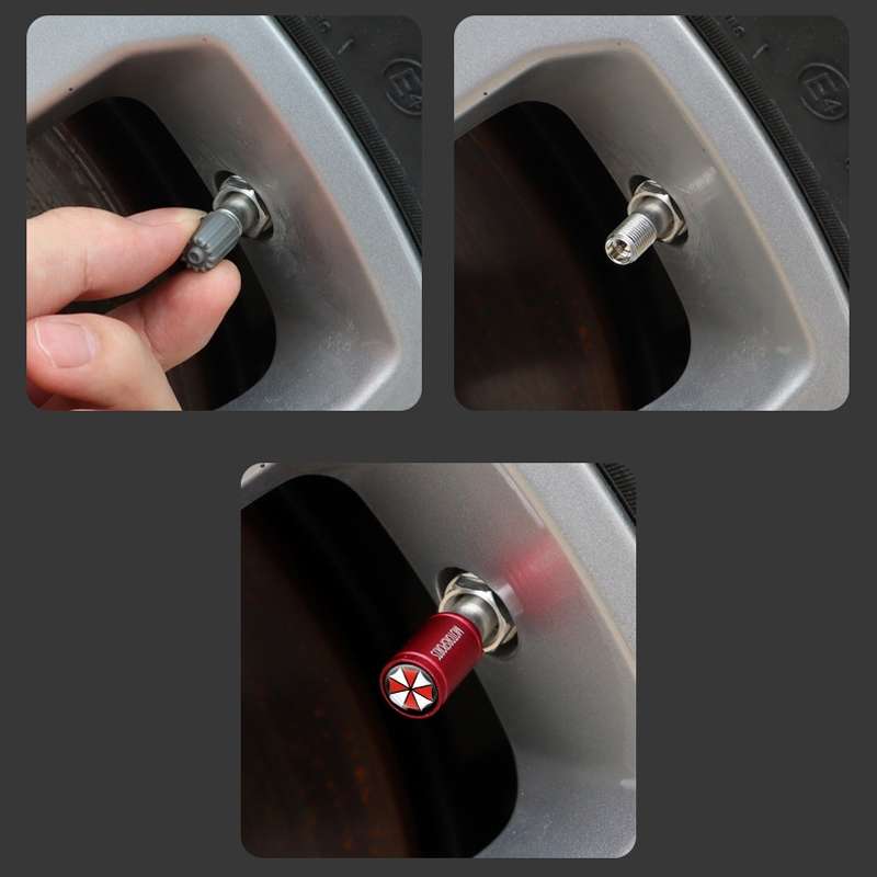 4pcs /Set Umbrella Metal Tire Valve Caps Automobile Universal Modified Valve Covers(Red)