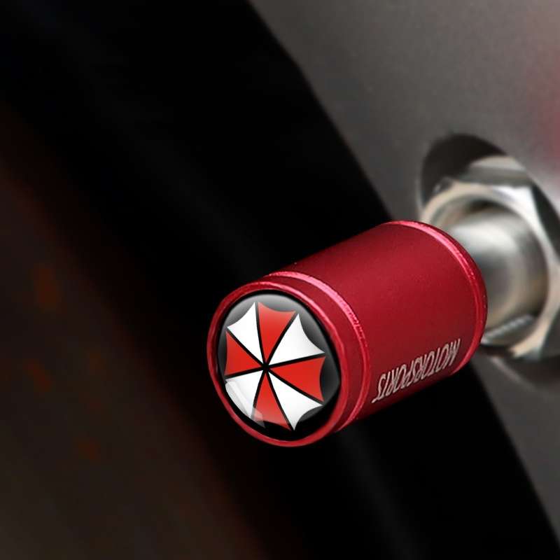 4pcs /Set Umbrella Metal Tire Valve Caps Automobile Universal Modified Valve Covers(Red)