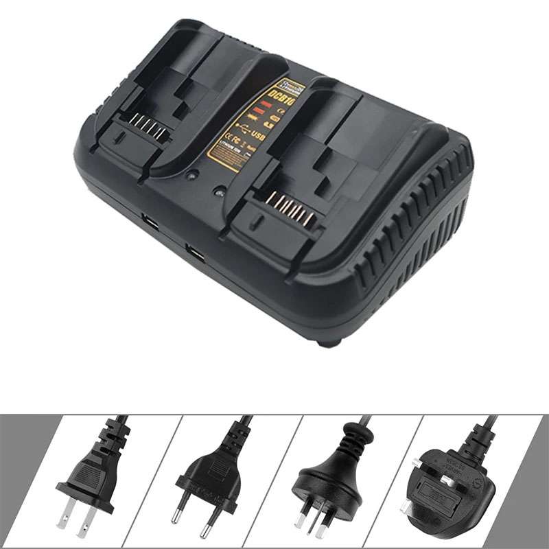 DCB102 For DeWalt 10.8V-20V Lithium Battery Dual Charger, Plug: UK