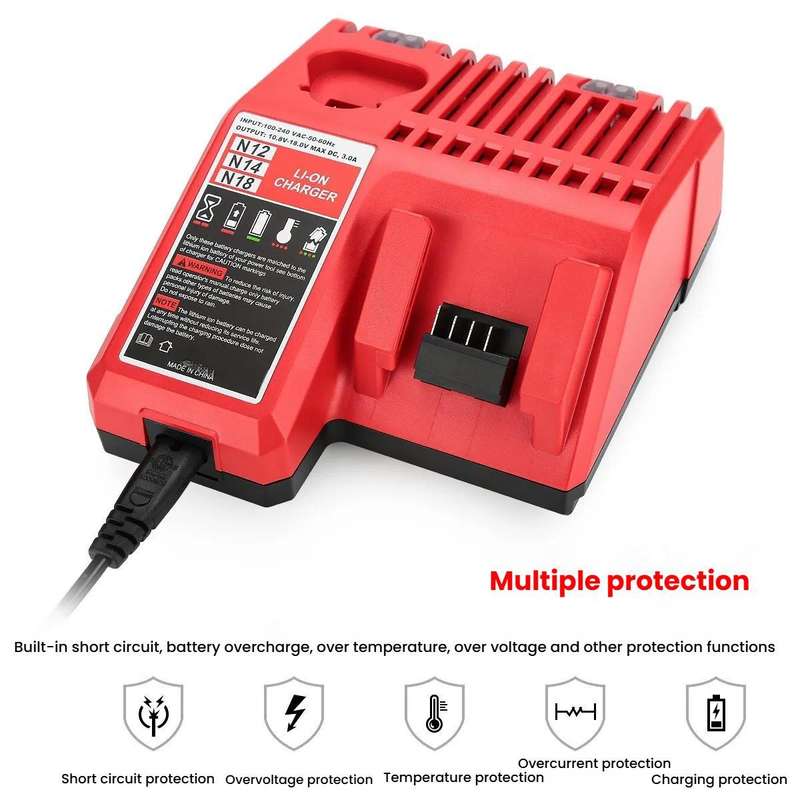M12-18C For Milwaukee 18V Power Tools Battery Charger, Plug: EU