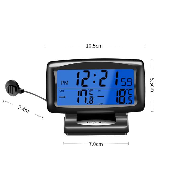 LCD Night Light Car Clock Automotive Electronics Inside And Outside Dual Thermometer