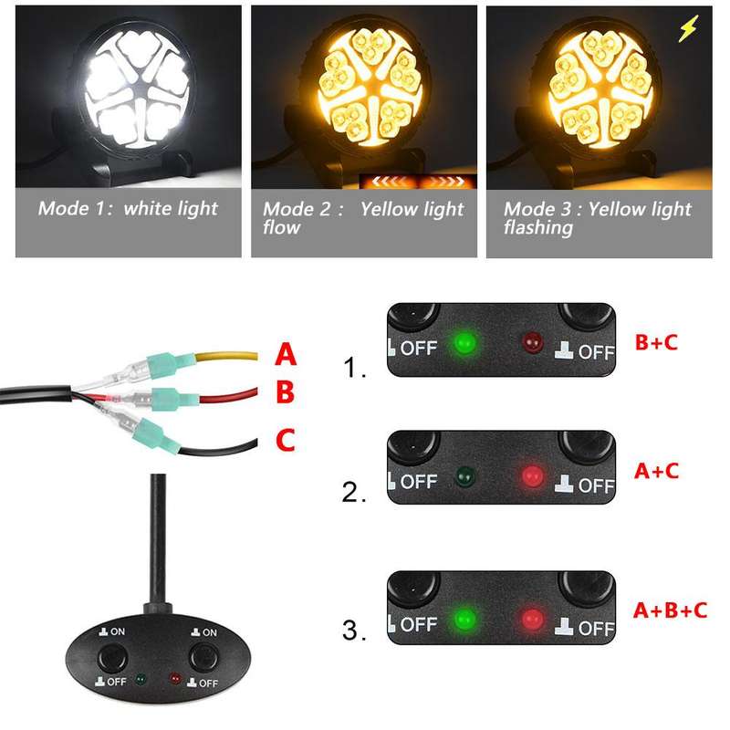 4 Inch Round Mixed Luminous Windmill Angel Eye Car Work Light(X7)