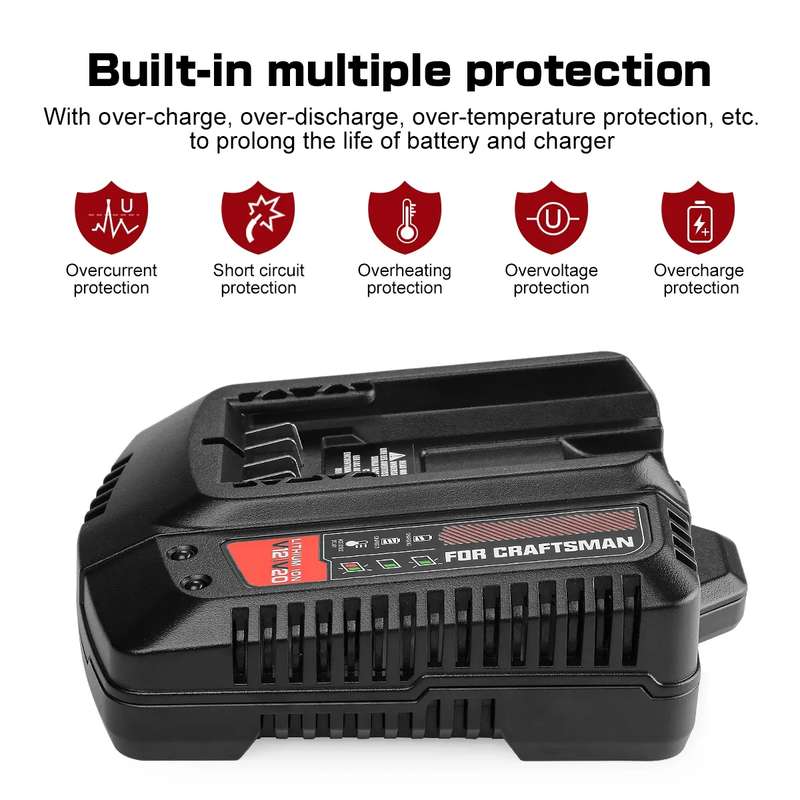 For Craftsman CMCB202 / CMCB204 / CMCB209 Electric Tool 20V Lithium Battery Charger, Plug: US