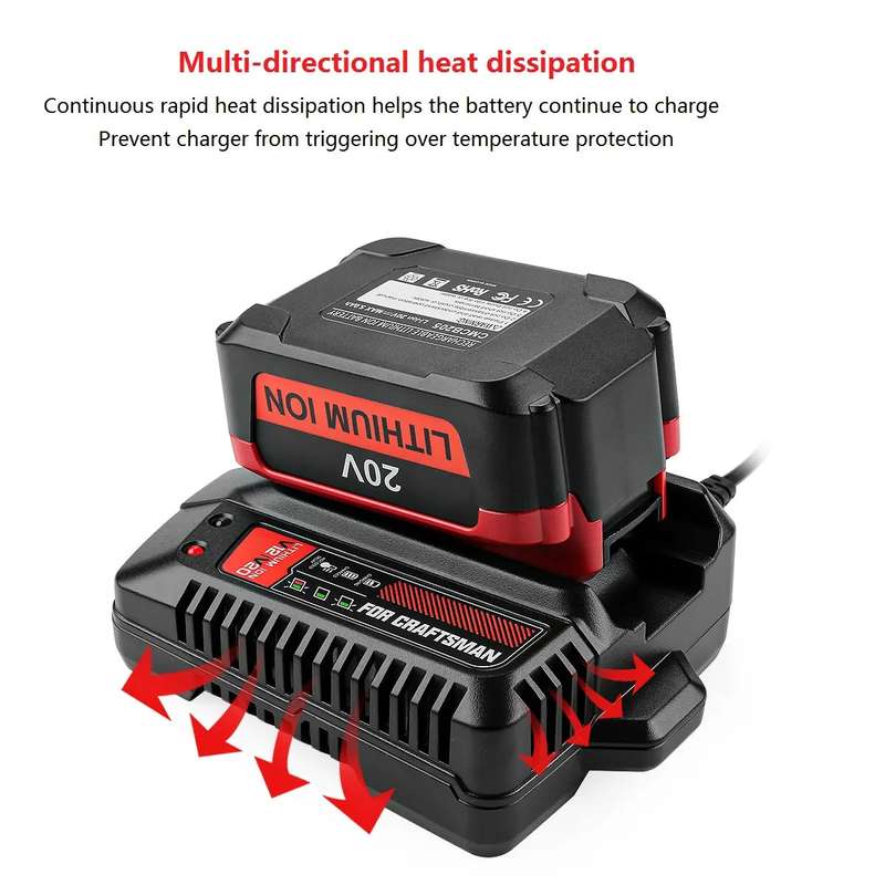 For Craftsman CMCB202 / CMCB204 / CMCB209 Electric Tool 20V Lithium Battery Charger, Plug: US