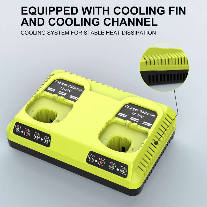 For RYOBI P108 / P117 12-18V Lithium Nickel Battery Dual Port Charger, Plug: US