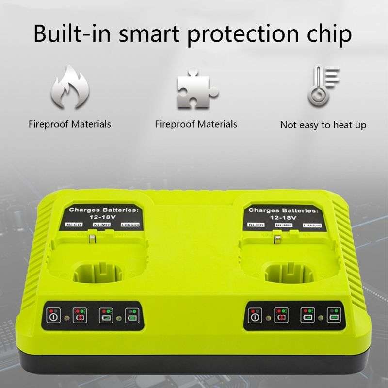 For RYOBI P108 / P117 12-18V Lithium Nickel Battery Dual Port Charger, Plug: US
