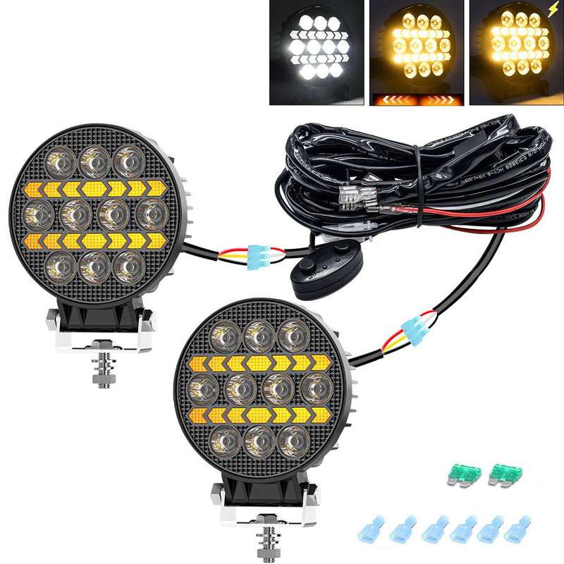 4 Inch Round Mixed Luminous Double Arrow Angel Eye Car Work Light(X4)