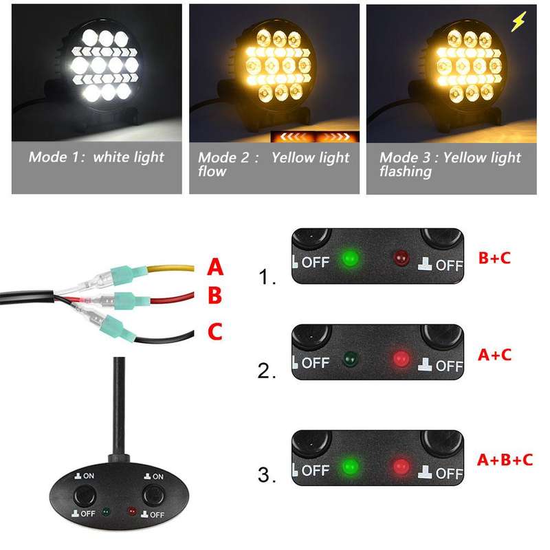 4 Inch Round Mixed Luminous Double Arrow Angel Eye Car Work Light(X4)