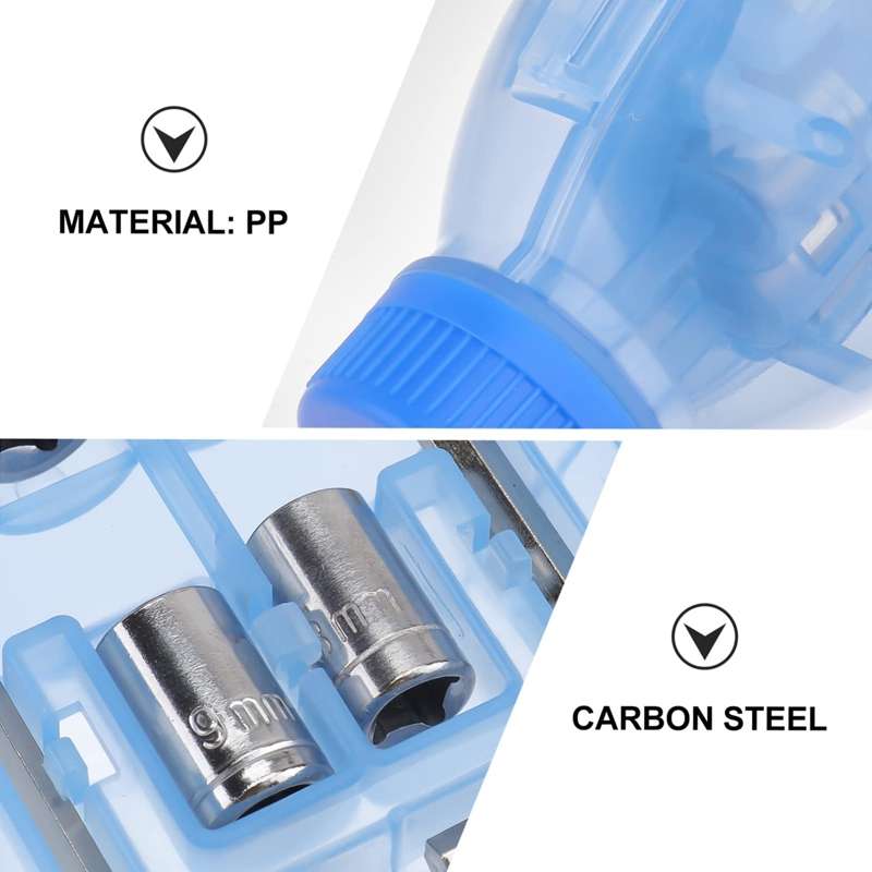 15 In 1 Drinking Bottle Tool Set Transparent Plastic Box Utensil Kit(Transparent Blue)