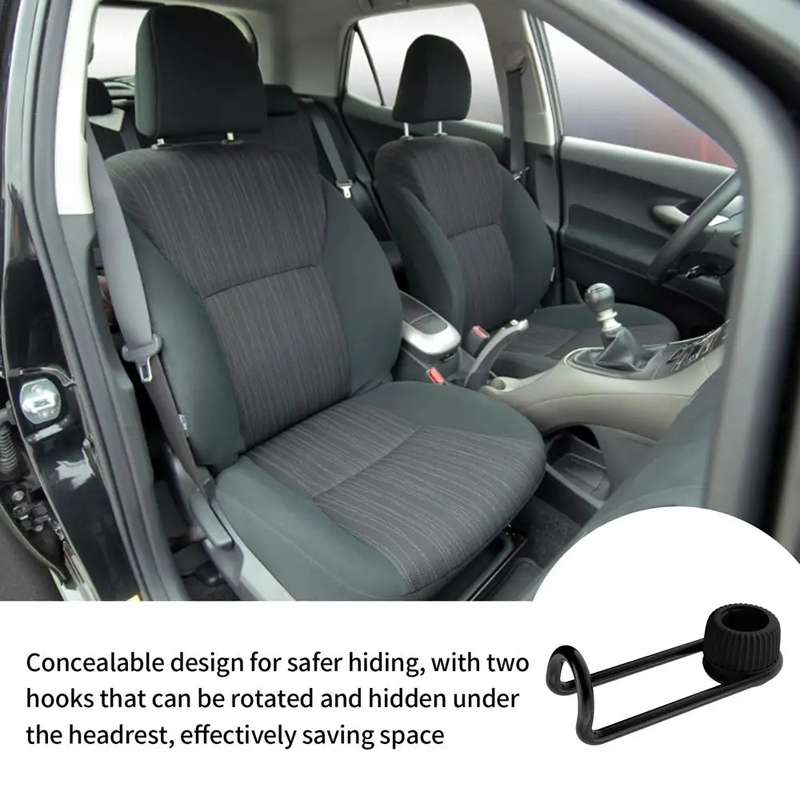 bbdd Alloy Car Hooks Invisible Seat Back Car Hangers(Black)