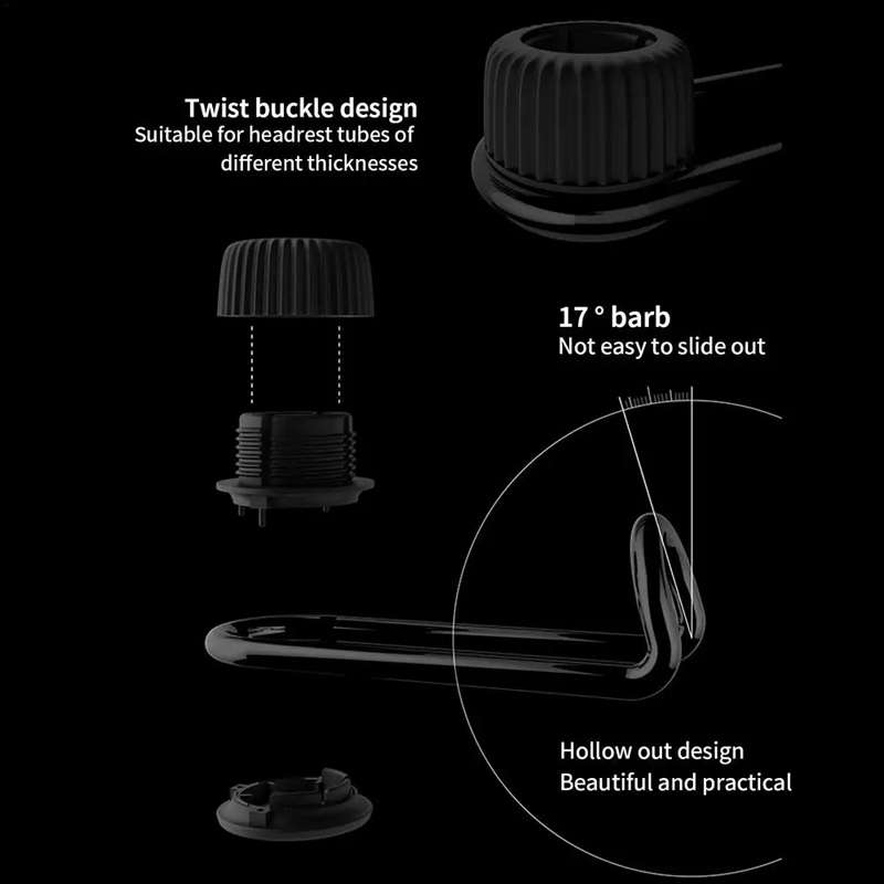 bbdd Alloy Car Hooks Invisible Seat Back Car Hangers(Black)