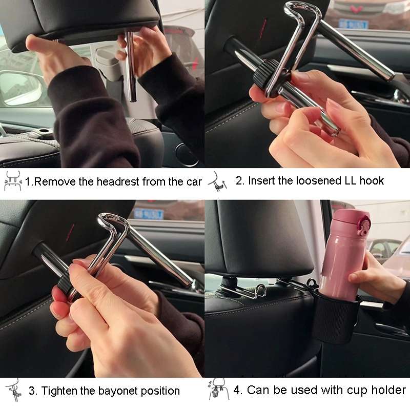bbdd Alloy Car Hooks Invisible Seat Back Car Hangers(Black)