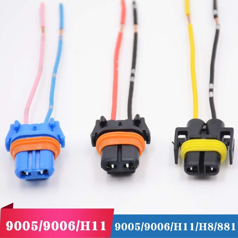 1pair For H11 / H8 / 881 Car Headlight Socket Light Holder Plug With Cable