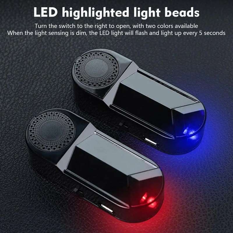 Car Solar Anti-Theft Alarm LED Warning Light With Aromatherapy(Blue Light)