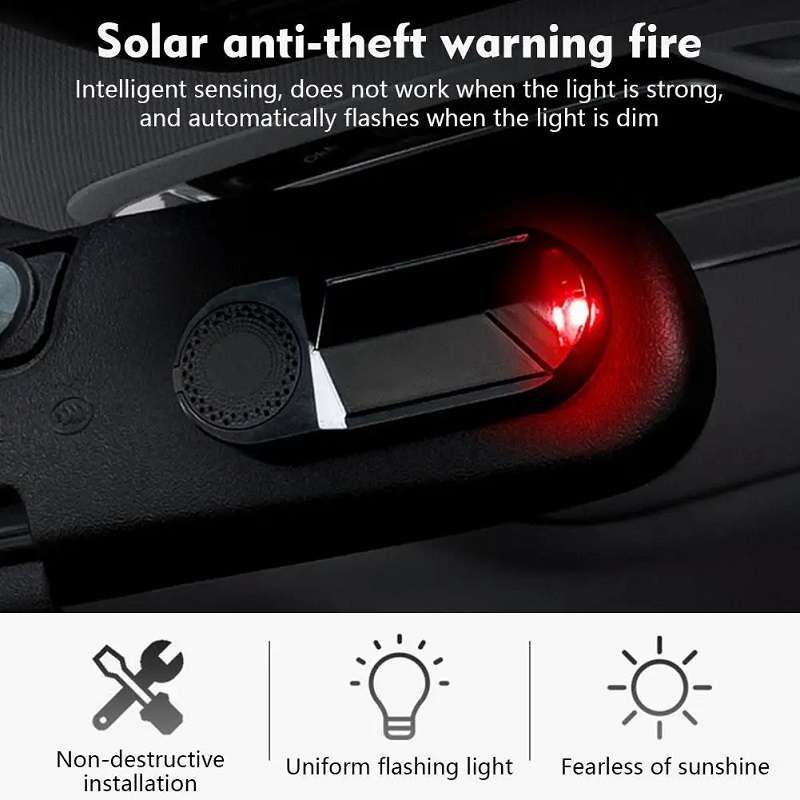 Car Solar Anti-Theft Alarm LED Warning Light With Aromatherapy(Blue Light)