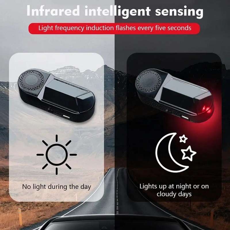 Car Solar Anti-Theft Alarm LED Warning Light With Aromatherapy(Blue Light)