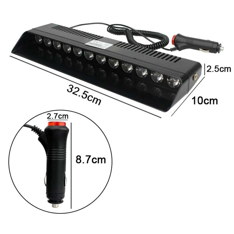 12 LED Car Front Suction Cup High Brightness Strobe Light(Red White Blue)