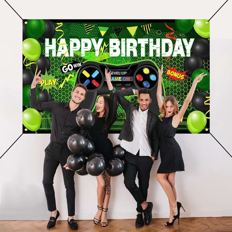 180x110cm Game Console Theme Birthday Background Birthday Party Decoration Banner(2023SRB51)