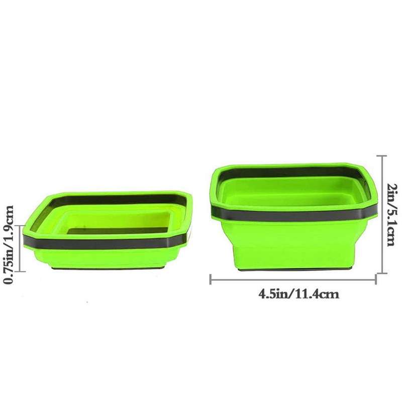 Square Silicone Foldable Magnetic Parts Tray For Small Parts And Tools(Orange)