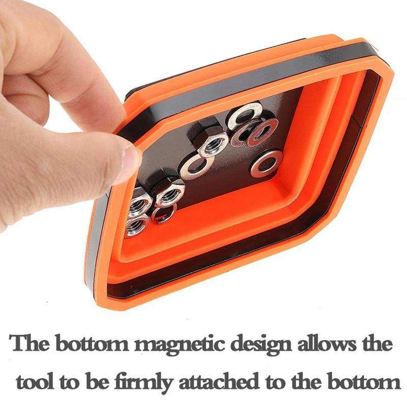 Square Silicone Foldable Magnetic Parts Tray For Small Parts And Tools(Orange)