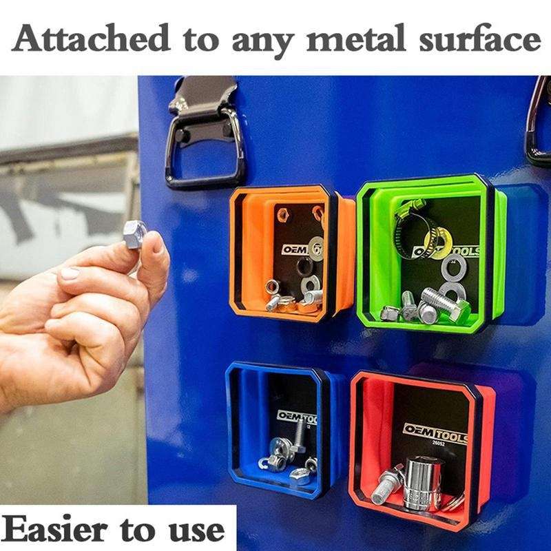 Square Silicone Foldable Magnetic Parts Tray For Small Parts And Tools(Orange)