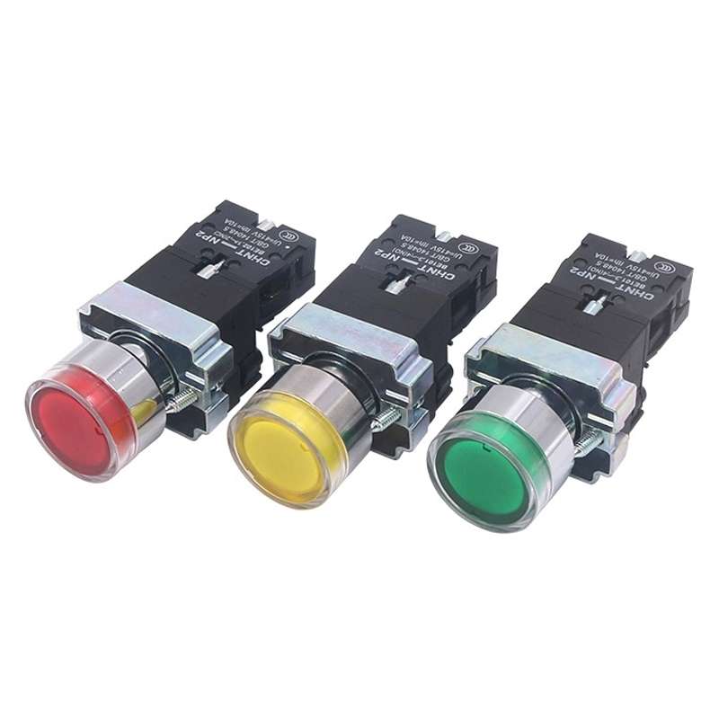 CHINT NP2-BW3463/24V 2 NO Pushbutton Switches With LED Light Silver Alloy Contact Push Button (Red)