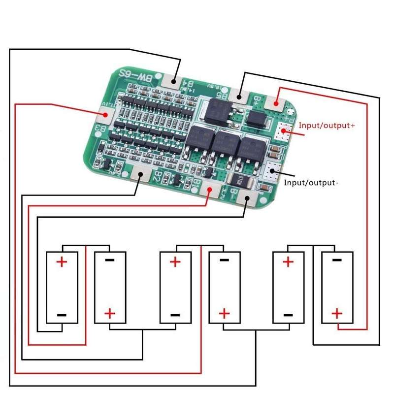 6 String 22/24V 18650 Lithium Battery Protection Board