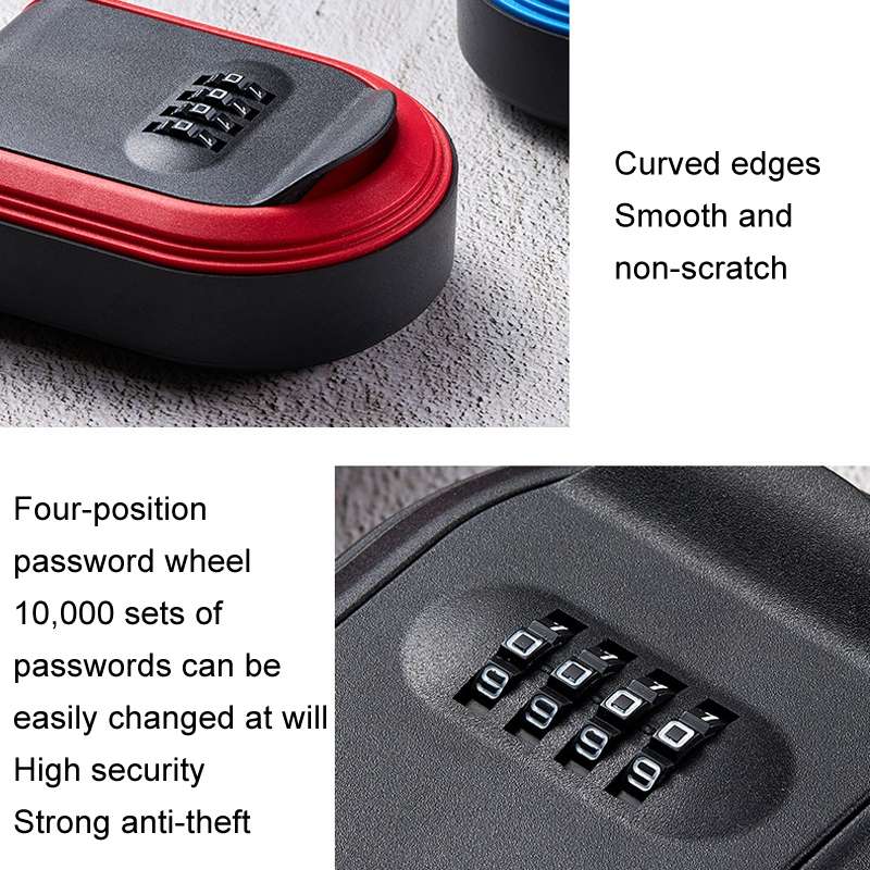 Full Plastic Key Box Password Lock Door Key Storage Password Box(Blue)