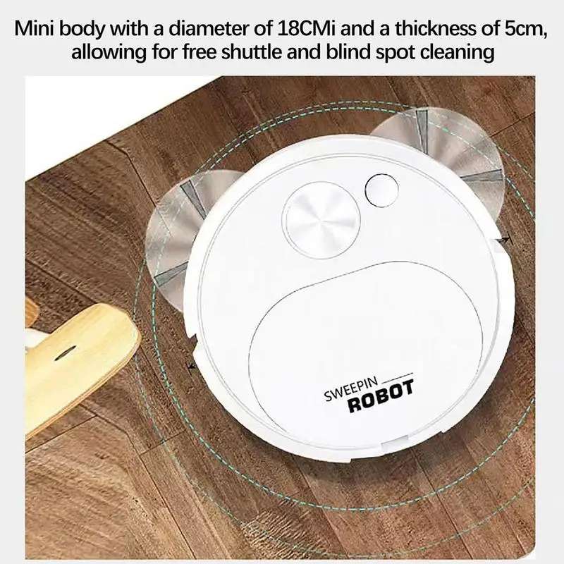 Field Sweeping Robot Auto Family Mini Cleaning Machine USB Charging Smart Vacuum(White)