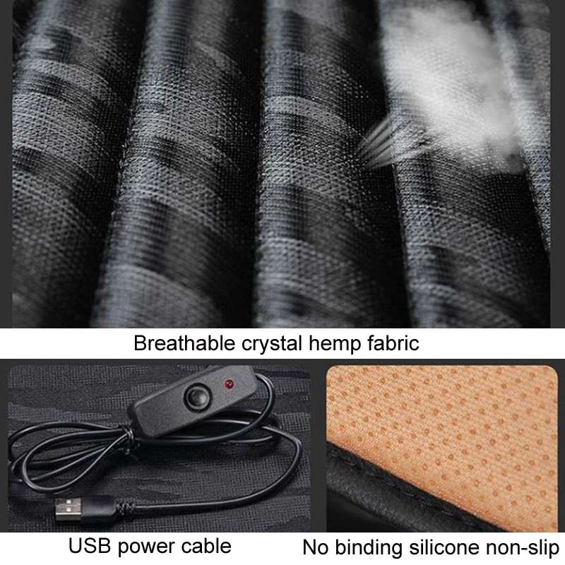 5V Car USB Interface Electric Heating Seat Cushion, Color: Classic Black