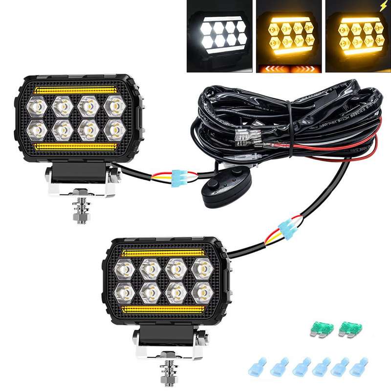 4.5 Inch Square Mixed Luminous Angel Eye Car Work Light(X12)