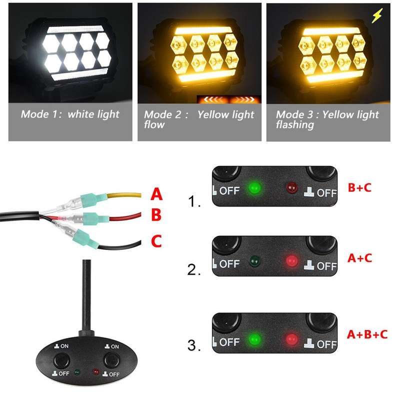 4.5 Inch Square Mixed Luminous Angel Eye Car Work Light(X12)