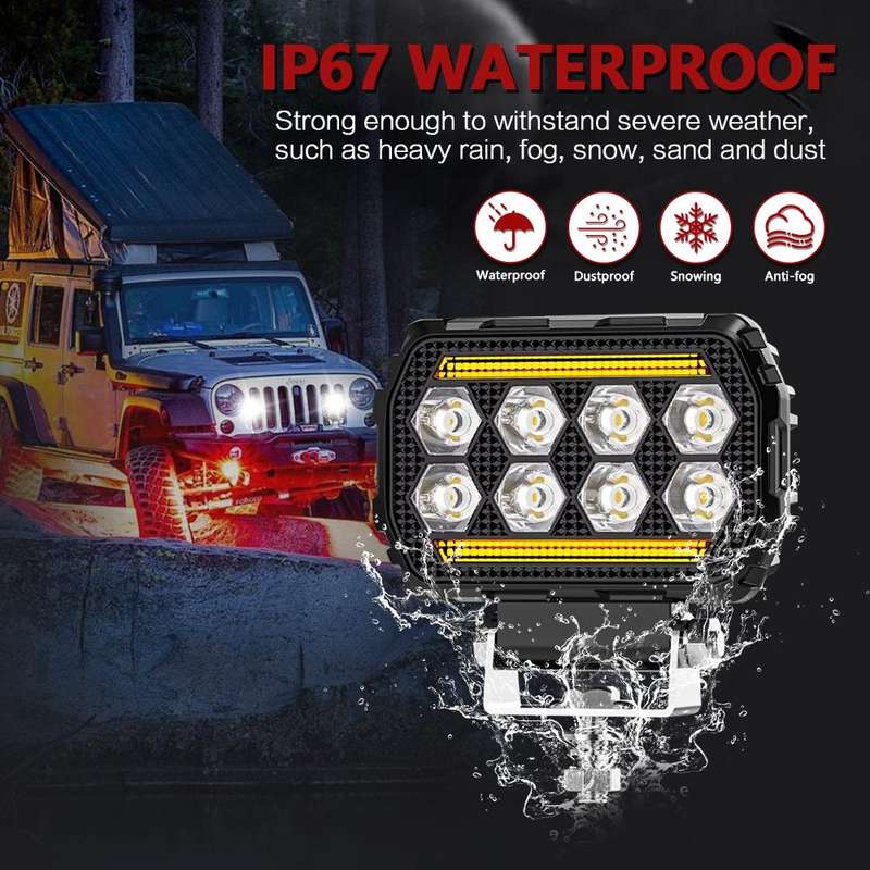 4.5 Inch Square Mixed Luminous Angel Eye Car Work Light(X12)