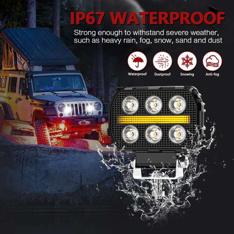 4.5 Inch Square Mixed Luminous Aangel Eye Car Work Light(X10)