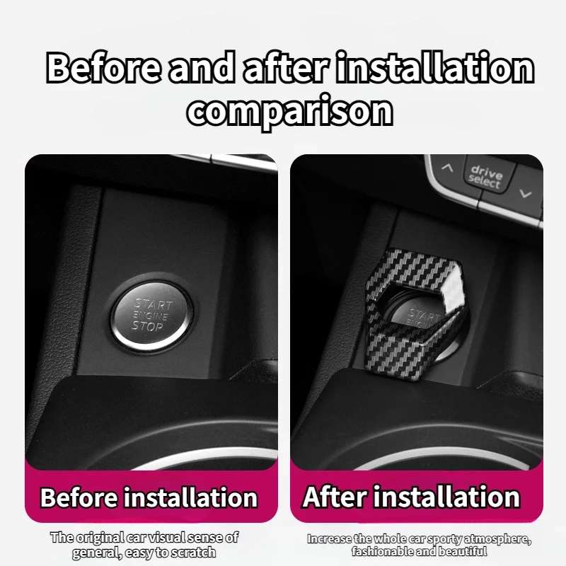 Car One-button Start Decorative Ring Knob Type Ignition Device Protective Cover(Black)