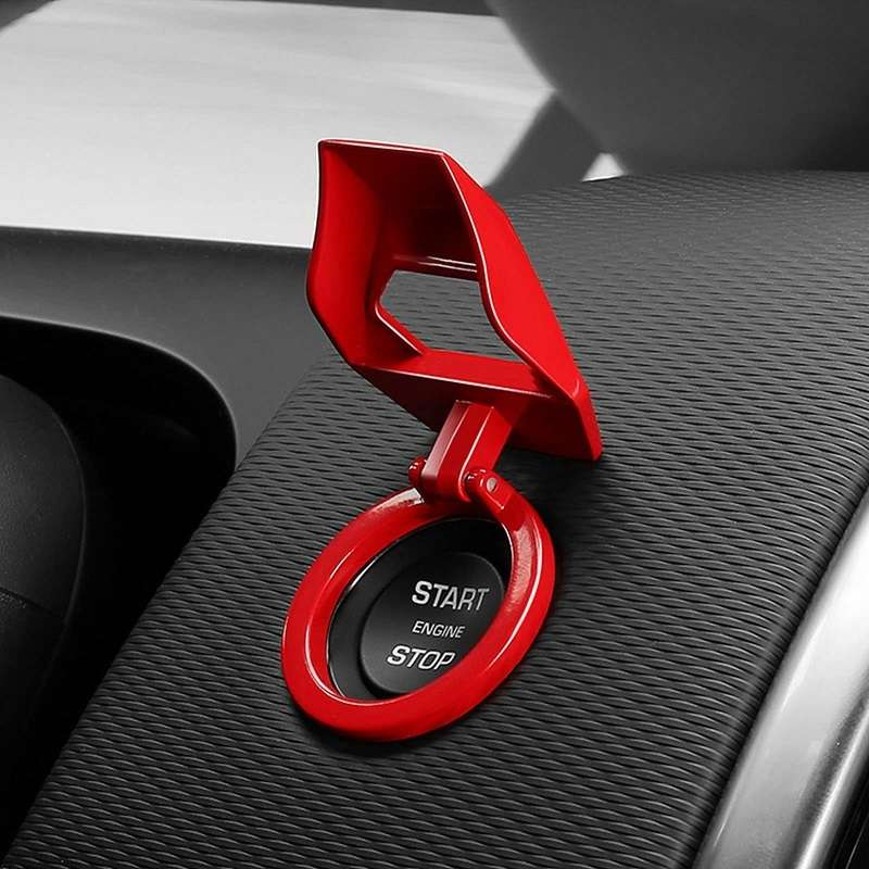 Car One-button Start Decorative Ring Knob Type Ignition Device Protective Cover(Black)