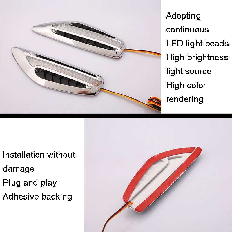2pcs Car Fender Blade Dynamic Side Marker Lights 12V LED High Bright Daytime Running Lights(Blue)