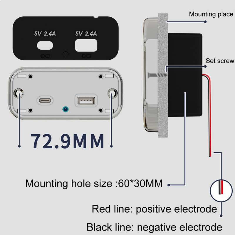USB Dual-port Multi-function Fast Charging Car Modification Charger(UCC-316A AC4.8A)