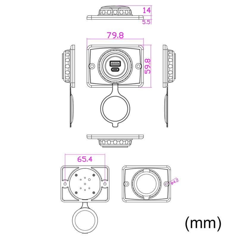 Car Ship Modified Waterproof USB Socket Charger, Model: UCC-350 QC+PD Fast Charge 30W