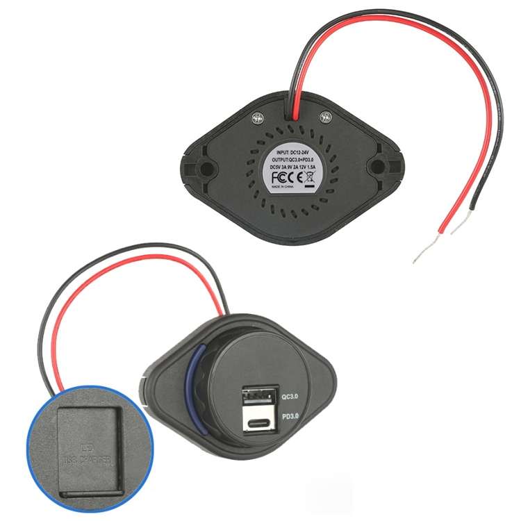 2 in 1 Car Modification Fast Charging USB-C Car Charger(UCC-320 QC3.0+PD)