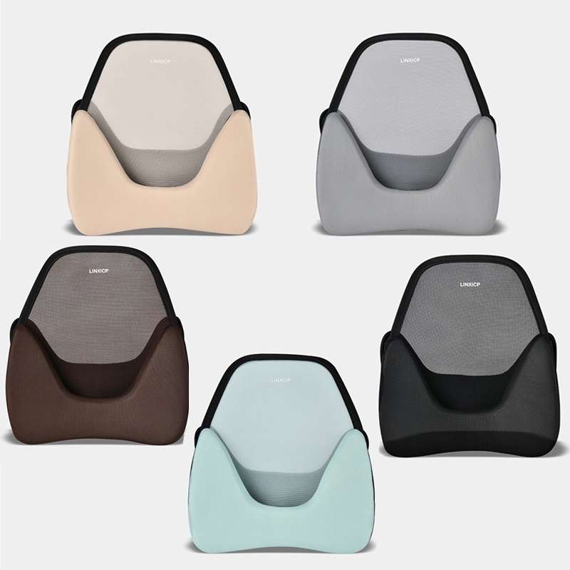 LINXICP 3 In 1 Car Seat Lumbar Cushion Summer Special Memory Foam Breathable Car Back Pad(Coffee)