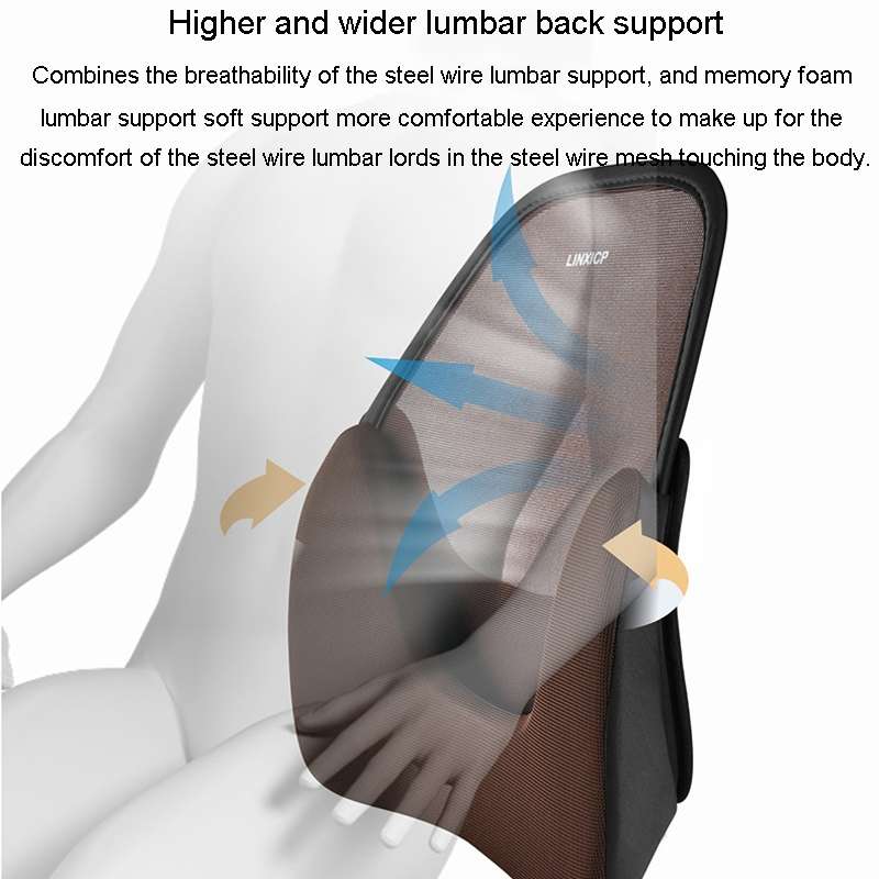LINXICP 3 In 1 Car Seat Lumbar Cushion Summer Special Memory Foam Breathable Car Back Pad(Coffee)