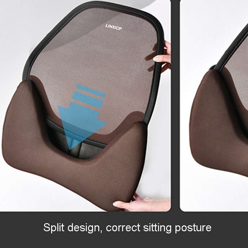 LINXICP 3 In 1 Car Seat Lumbar Cushion Summer Special Memory Foam Breathable Car Back Pad(Coffee)